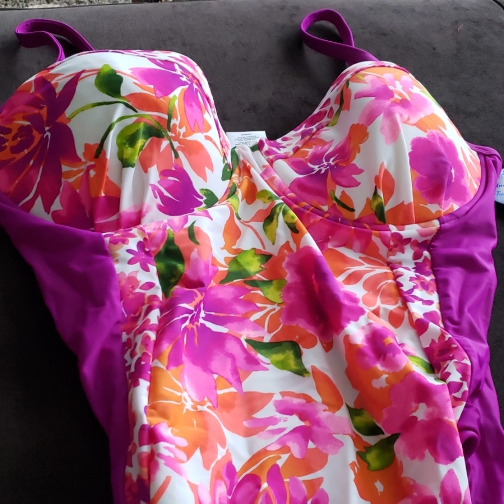 Brand new cute magenta/orange bathing suit
